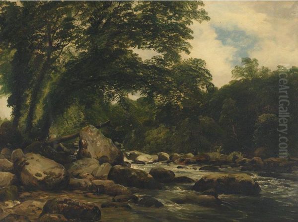 Scene On The Ogwen River, N. Wales Oil Painting by Frederick Richard Lee