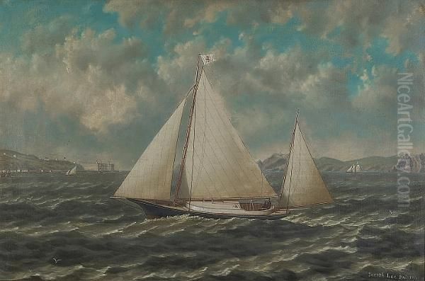 Sailing On The San Francisco Bay With Fort Point In The Distance Oil Painting by Joseph Lee