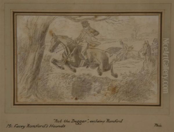 Six Illustrations From 'mr. Facey Romfords Hounds' Oil Painting by John Leech