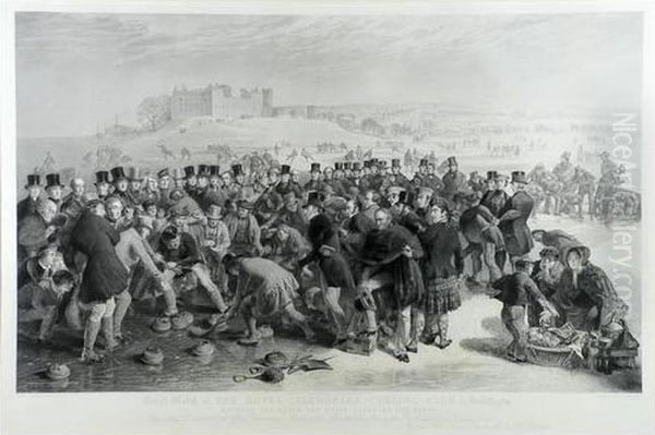 Grand Match Of The Royal Caledonian Curling Club Atlinlithgow Oil Painting by Charles Lees