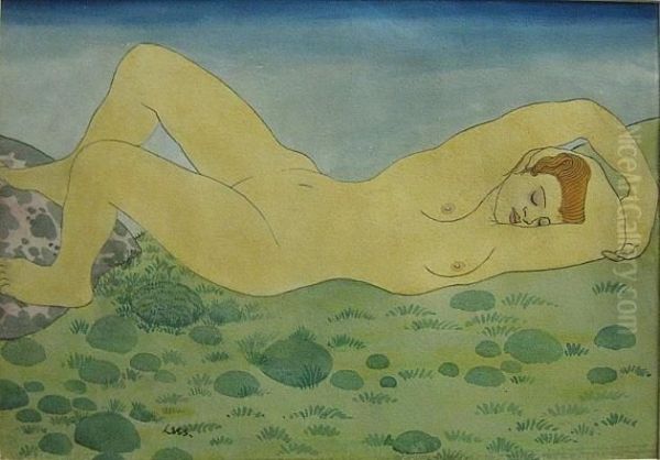 Reclining Nude Oil Painting by Derwent Lees