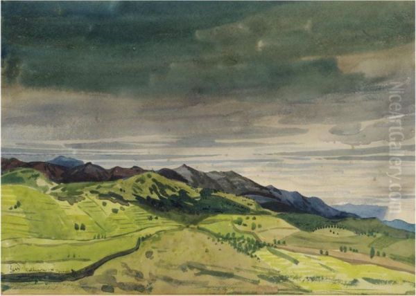 Near Collioure In The Pyrenees Oil Painting by Derwent Lees