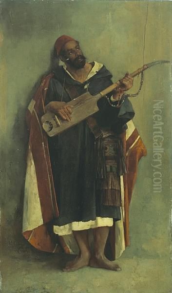 A Portrait Of A Musician Oil Painting by Charles Lefebvre