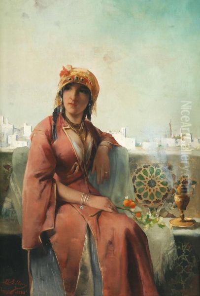 Jeune Marocaine A Tanger Oil Painting by Charles Lefebvre