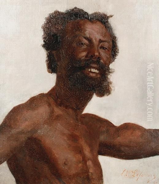 Study Of An African Man Oil Painting by Charles Lefebvre