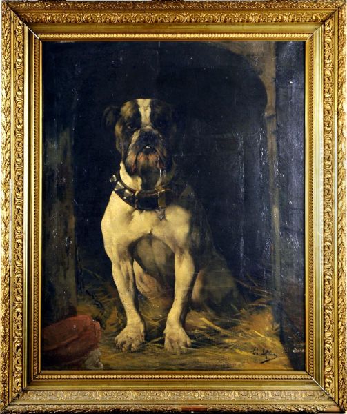 Le Bouledogue Oil Painting by Charles V.E. Lefebvre