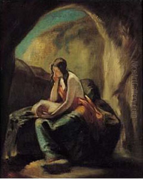 La Madeleine Oil Painting by Charles V.E. Lefebvre