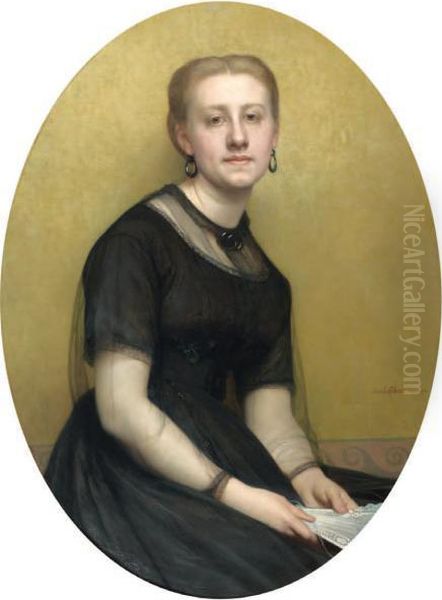 Portrait De La Femme De L'artiste Al'eventail by Jules Joseph Lefebvre