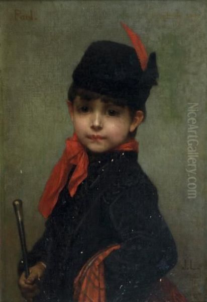 Portrait De Paul Lefebvre Enfant Enecossais Oil Painting by Jules Joseph Lefebvre