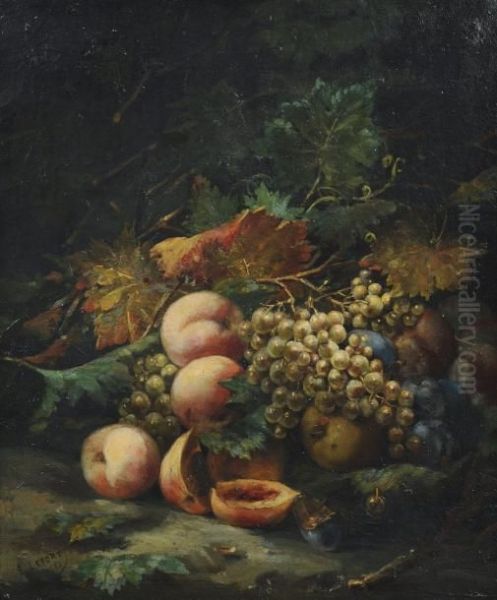 Nature Morte Aux Raisins Et Aux Peches Oil Painting by Lefort