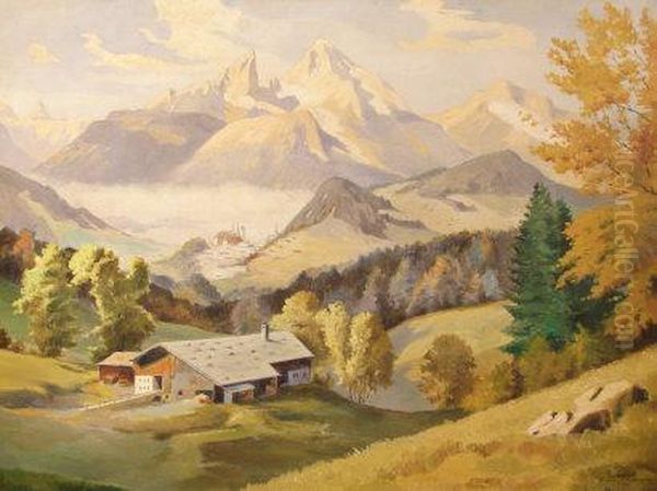 View Of Summer Alpine Landscape Oil Painting by Lefort