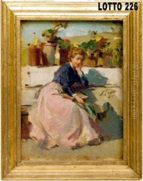 Fanciulla Inlettura Oil Painting by Silvestro Lega