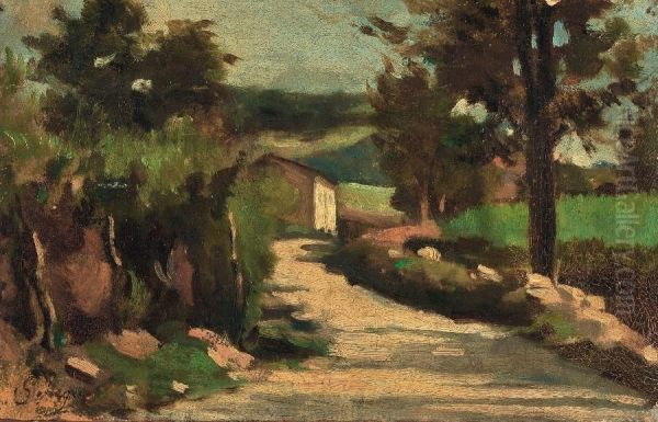 Strada Di Campagna Ecasolare Oil Painting by Silvestro Lega