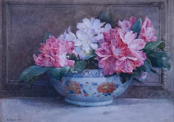 A Still Life Of Azaleas In A Bowl Oil Painting by Arthur Legge