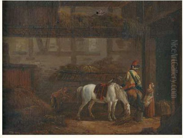 La Halte Du Cavalier Oil Painting by Jean-Francois Legillon