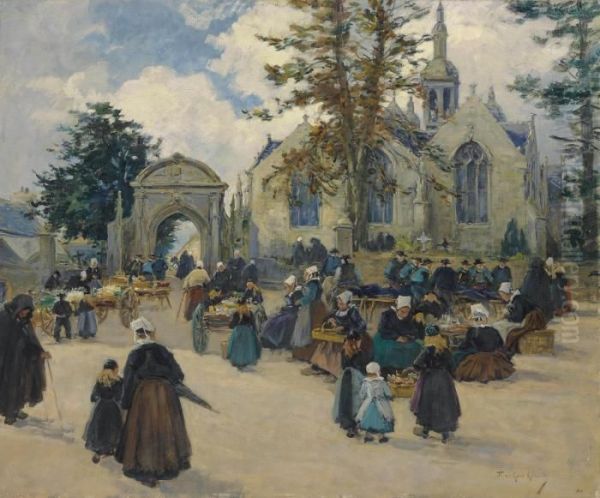 Apres La Messe En Bretagne Oil Painting by Fernand Marie Eugene Legout-Gerard