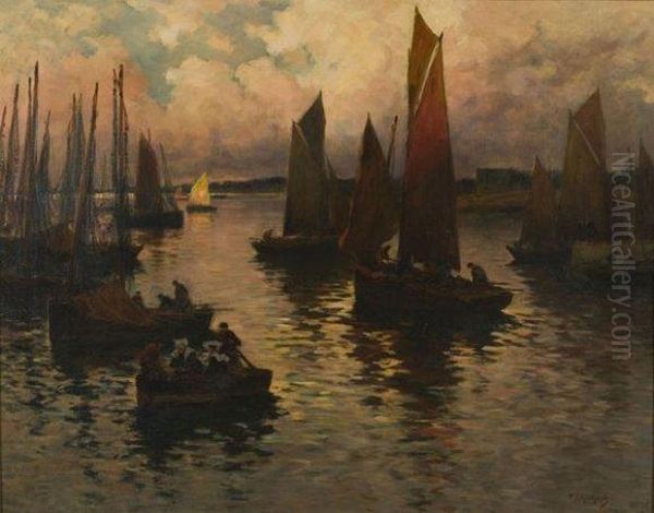 Depart Pour La Peche Oil Painting by Fernand Marie Eugene Legout-Gerard