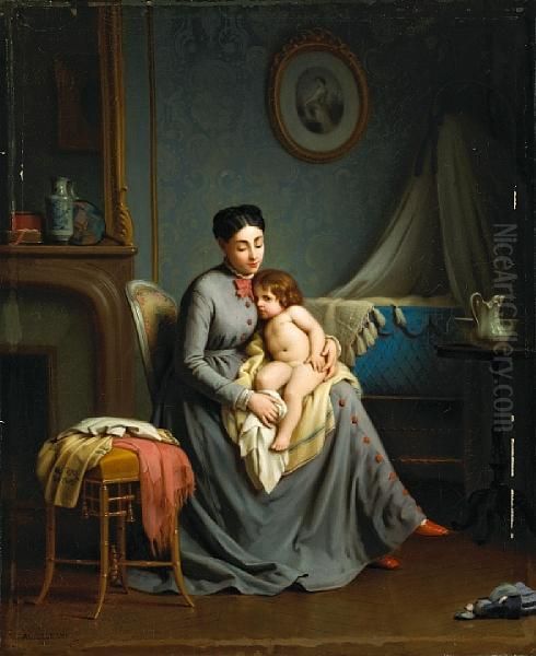 Maternal Love Oil Painting by Alexandre Legrand