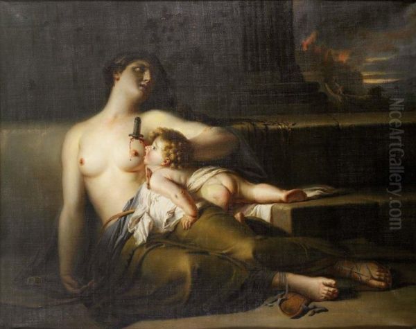 Mere Et Son Enfant Durant La Guerre De Troie Oil Painting by Pierre Nicolas Legrand