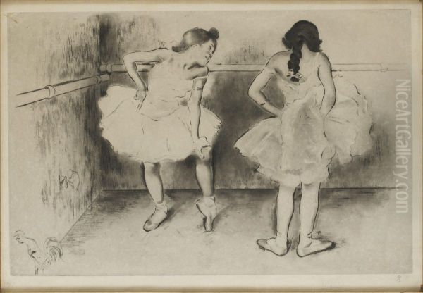 Deux Danseuses A La Barre Oil Painting by Louis Auguste M. Legrand