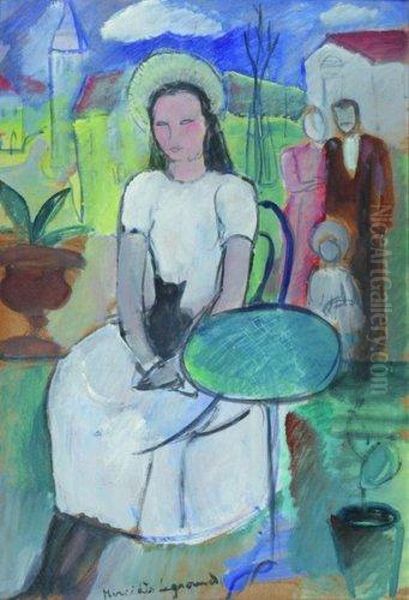 Jeune Fille Au Chat Oil Painting by Mercedes Legrand