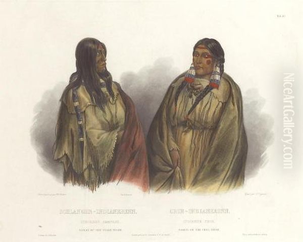 Women Of The Snake- Tribe; Women Of The Cree-tribe, From Oil Painting by Paul Emmanuel Legrand