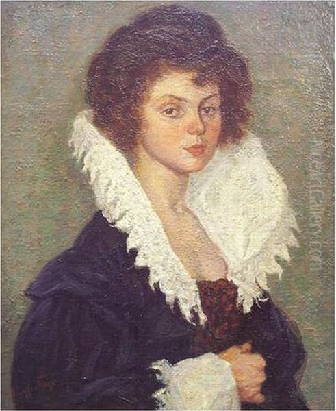 Portrait D Une Elegante Oil Painting by Raphael-Leon Leguilloux