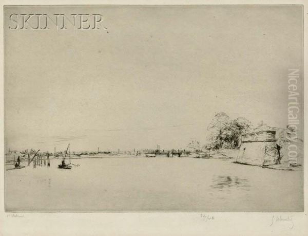 Le Pont De Bonnemort A La Rochelle (1re Planche) Oil Painting by Gustave Leheutre