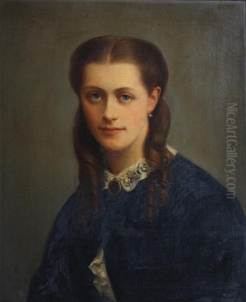 Janet Chambers Oil Painting by Rudolf August Wilhelm Lehmann