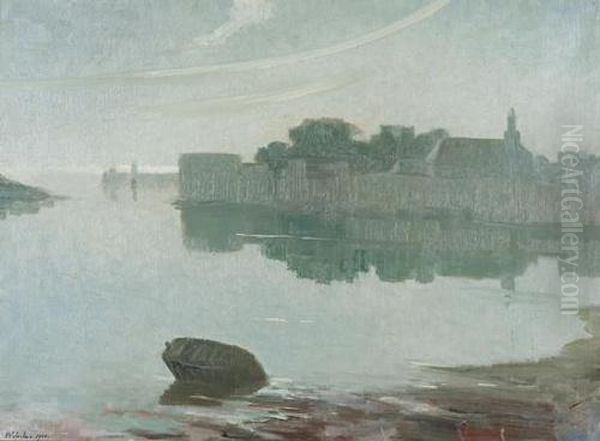 Frauenchiemsee Im Morgendunst. Oil Painting by Wilhelm Ludwig Lehmann