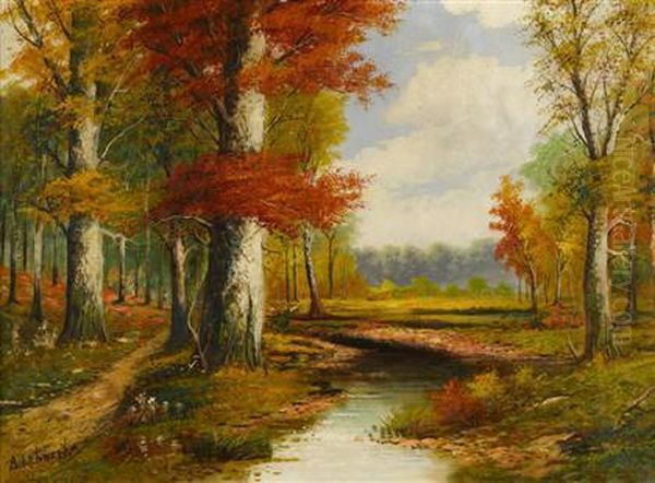 Autumn Landscape Oil Painting by A. Lehnert