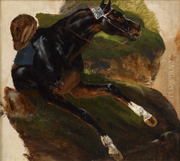 Etude Pour Un Cheval De Course Oil Painting by Pierre-Francois Lehoux