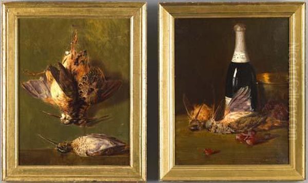 Still Lifes With Game And Champagne Bottle Oil Painting by Adam Lehr