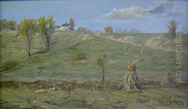 Landscape With House On A Hill Oil Painting by Adam Lehr