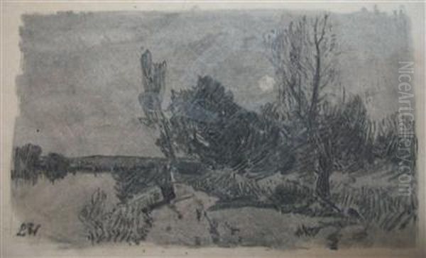 Landschaft Bei Vollmond Oil Painting by Wilhelm Leibl