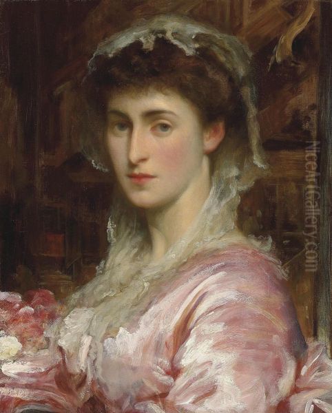 Portrait Of May Sartoris, Mrs Henry Evans Gordon Oil Painting by Frederick Leighton