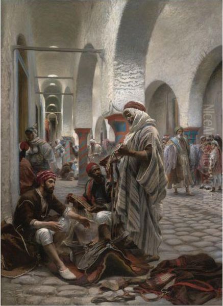 The Souk El Koumach, Tunis Oil Painting by Anton Robert Leinweber