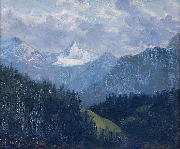 An Alpine Scene Of Berchtesgaden Oil Painting by Martin B. Leisser