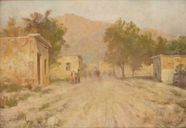 Old Town Albuquerque Oil Painting by Martin B. Leisser