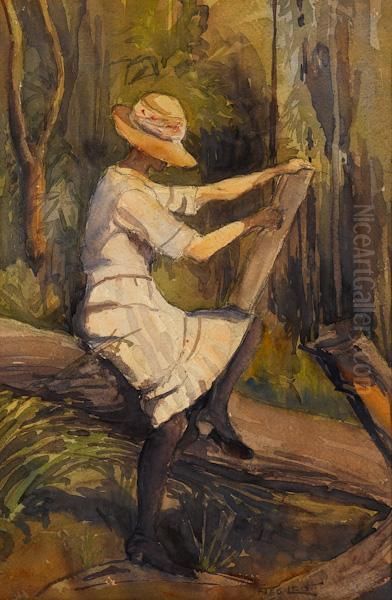 Australia Woman Sketching Oil Painting by Frederick William Leist