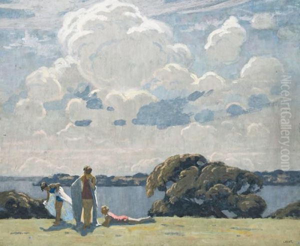 Bathers, Sydney Harbour Oil Painting by Frederick William Leist