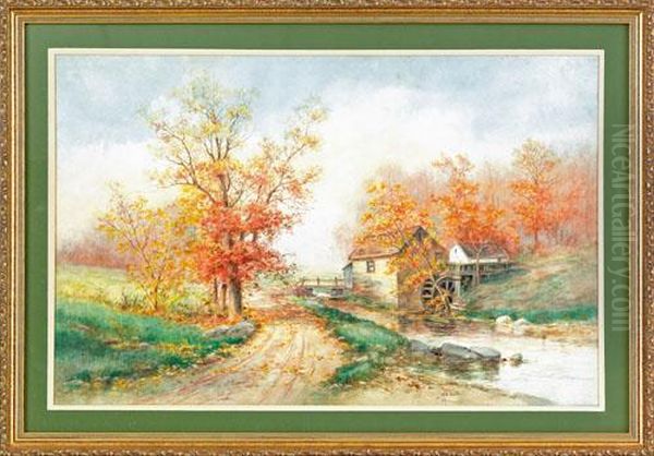 Landscape With A Mill Oil Painting by Mary B. Leisz