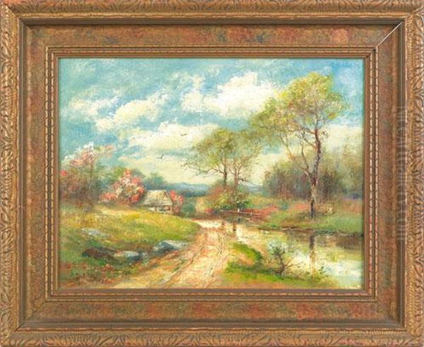 Landscape With A Cottage Oil Painting by Mary B. Leisz