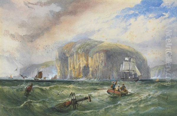 The Bass Rock On The Outer Part Of The Firth Of Forth, Eastscotland Oil Painting by Richard Principal Leitch