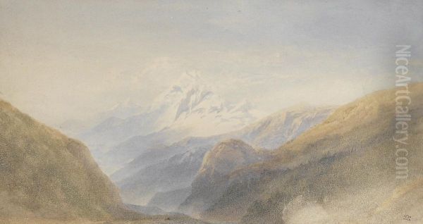 Snow-capped Peak Oil Painting by William Leighton Leitch