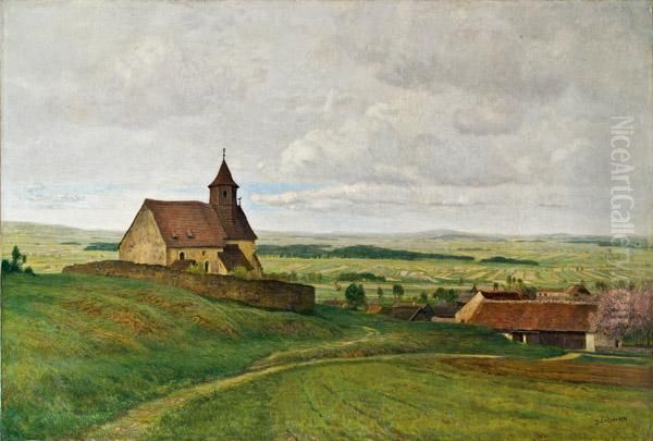 Die Dorfkirche Oil Painting by Thomas Leitner