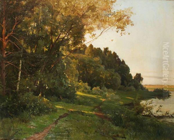 Paysage De Russie Oil Painting by Adolphe Frederic Lejeune