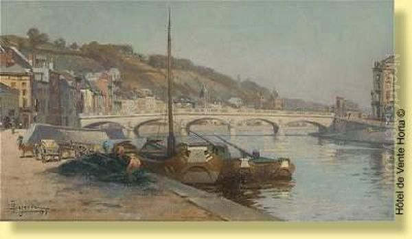 Le Pont Des Arches A Liege Oil Painting by Lucien Lejeune