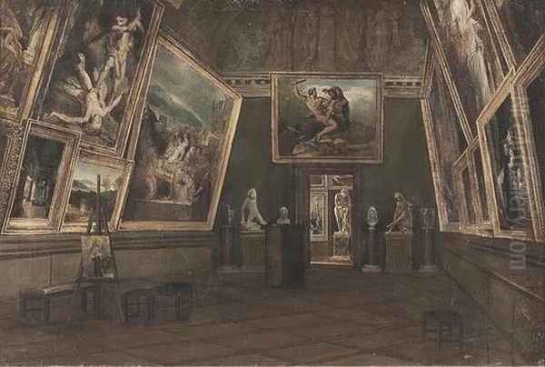 In Der Gemaldegalerie. Oil Painting by Adolphe Leleux