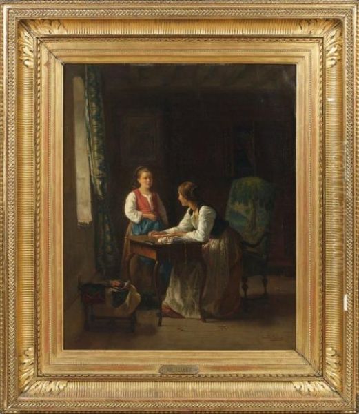 La Lecon Oil Painting by Armand Hubert Simon Leleux